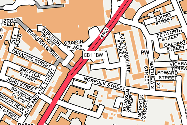 CB1 1BW map - OS OpenMap – Local (Ordnance Survey)