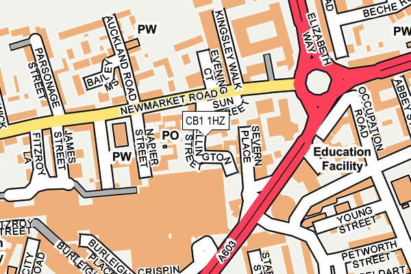 CB1 1HZ map - OS OpenMap – Local (Ordnance Survey)
