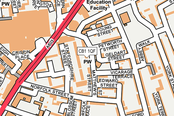 CB1 1QF map - OS OpenMap – Local (Ordnance Survey)