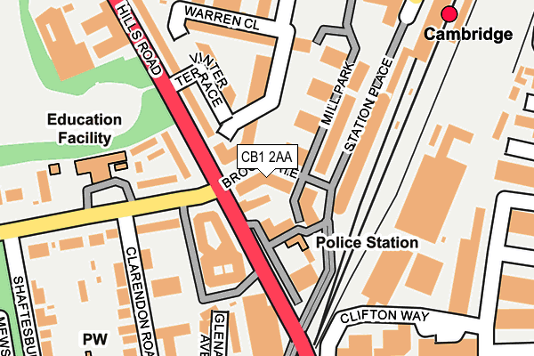 CB1 2AA map - OS OpenMap – Local (Ordnance Survey)