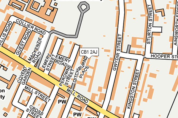 CB1 2AJ map - OS OpenMap – Local (Ordnance Survey)