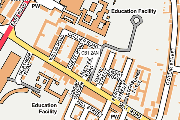 CB1 2AN map - OS OpenMap – Local (Ordnance Survey)