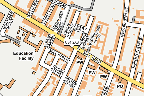 CB1 2AS map - OS OpenMap – Local (Ordnance Survey)