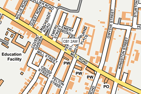 CB1 2AW map - OS OpenMap – Local (Ordnance Survey)