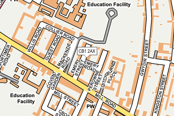 CB1 2AX map - OS OpenMap – Local (Ordnance Survey)