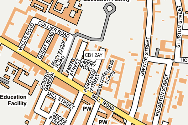 CB1 2AY map - OS OpenMap – Local (Ordnance Survey)