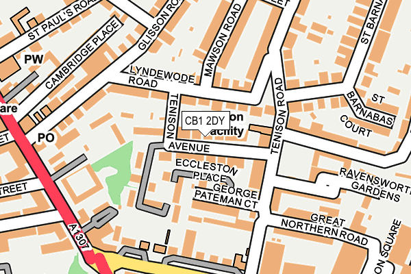 CB1 2DY map - OS OpenMap – Local (Ordnance Survey)