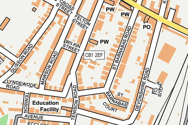 CB1 2EF map - OS OpenMap – Local (Ordnance Survey)