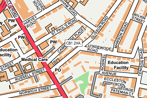 CB1 2HA map - OS OpenMap – Local (Ordnance Survey)