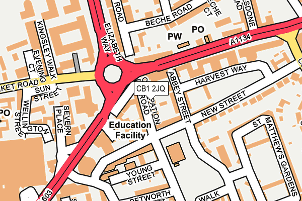 CB1 2JQ map - OS OpenMap – Local (Ordnance Survey)