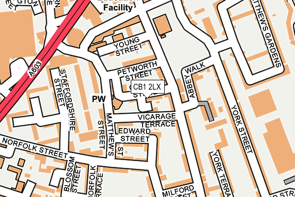 CB1 2LX map - OS OpenMap – Local (Ordnance Survey)