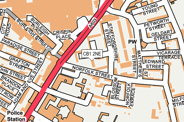 CB1 2NE map - OS OpenMap – Local (Ordnance Survey)