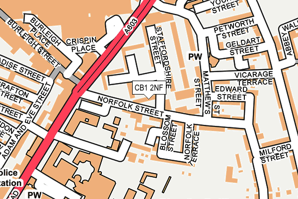 CB1 2NF map - OS OpenMap – Local (Ordnance Survey)