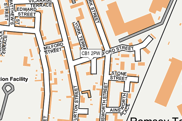 CB1 2PW map - OS OpenMap – Local (Ordnance Survey)