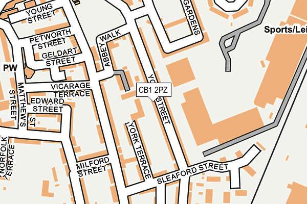 CB1 2PZ map - OS OpenMap – Local (Ordnance Survey)