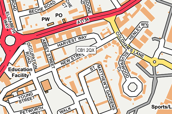 CB1 2QX map - OS OpenMap – Local (Ordnance Survey)