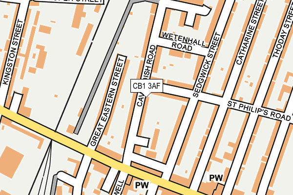 CB1 3AF map - OS OpenMap – Local (Ordnance Survey)