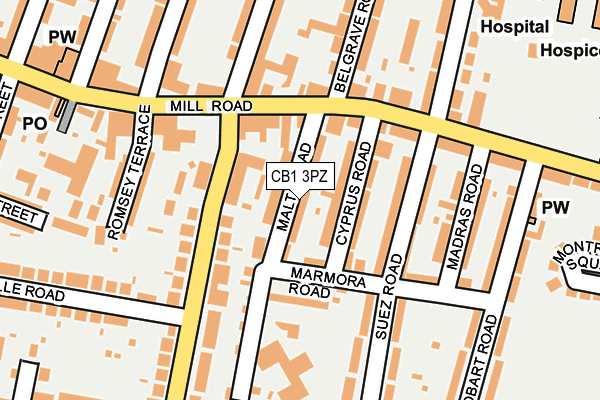 CB1 3PZ map - OS OpenMap – Local (Ordnance Survey)