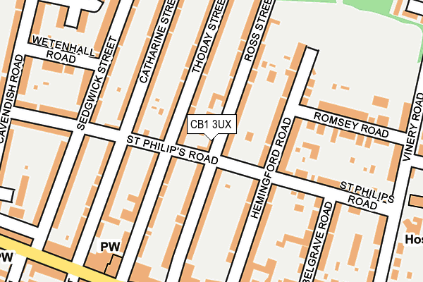 CB1 3UX map - OS OpenMap – Local (Ordnance Survey)