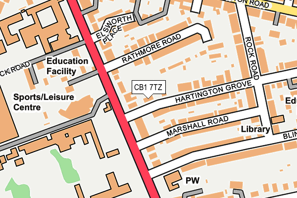 CB1 7TZ map - OS OpenMap – Local (Ordnance Survey)