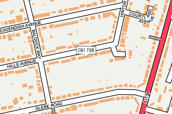 CB1 7XB map - OS OpenMap – Local (Ordnance Survey)