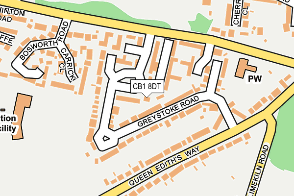 CB1 8DT map - OS OpenMap – Local (Ordnance Survey)