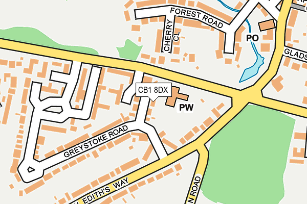 CB1 8DX map - OS OpenMap – Local (Ordnance Survey)