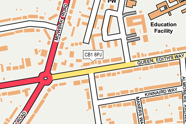 CB1 8PJ map - OS OpenMap – Local (Ordnance Survey)