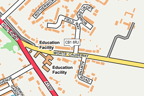 CB1 8RJ map - OS OpenMap – Local (Ordnance Survey)