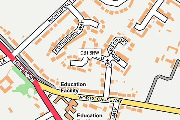 CB1 8RW map - OS OpenMap – Local (Ordnance Survey)