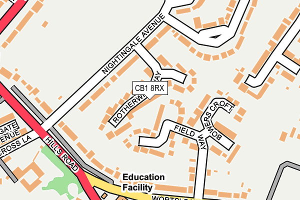 CB1 8RX map - OS OpenMap – Local (Ordnance Survey)