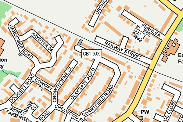 CB1 9JX map - OS OpenMap – Local (Ordnance Survey)