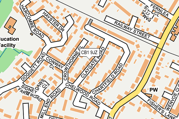 CB1 9JZ map - OS OpenMap – Local (Ordnance Survey)