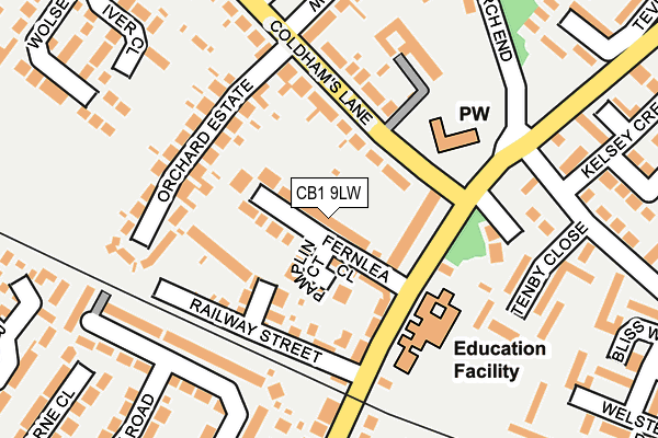 CB1 9LW map - OS OpenMap – Local (Ordnance Survey)