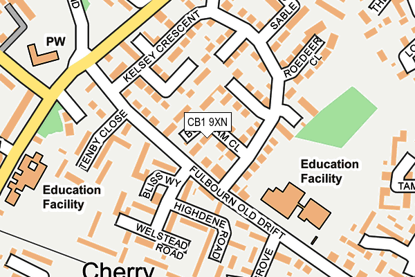 CB1 9XN map - OS OpenMap – Local (Ordnance Survey)