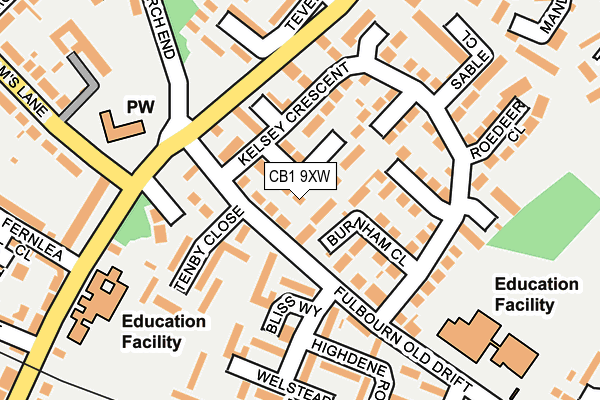 CB1 9XW map - OS OpenMap – Local (Ordnance Survey)