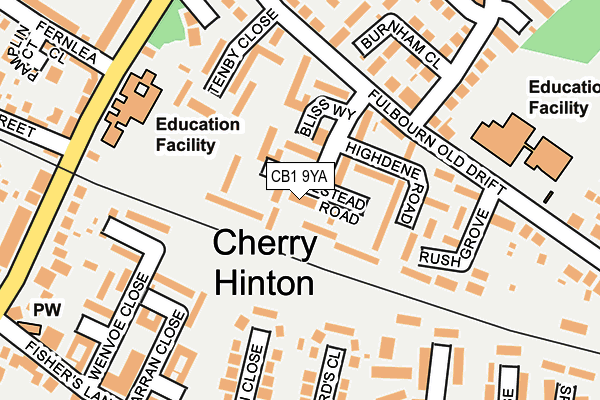 CB1 9YA map - OS OpenMap – Local (Ordnance Survey)