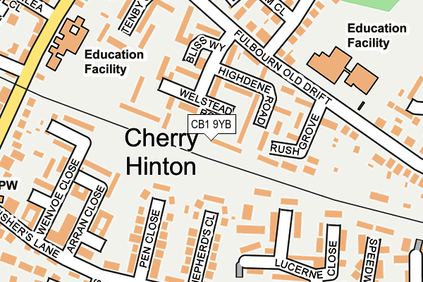 CB1 9YB map - OS OpenMap – Local (Ordnance Survey)