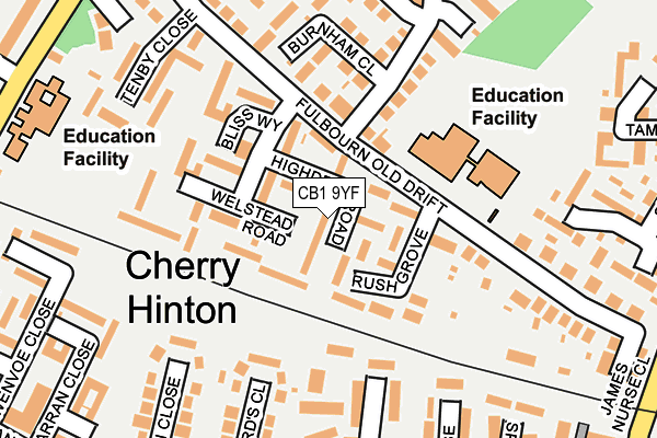 CB1 9YF map - OS OpenMap – Local (Ordnance Survey)