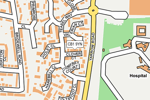 CB1 9YN map - OS OpenMap – Local (Ordnance Survey)