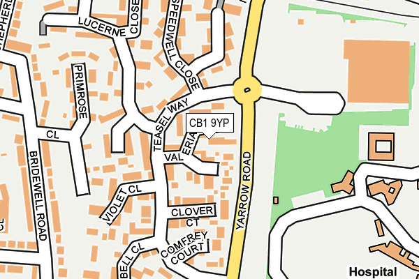 CB1 9YP map - OS OpenMap – Local (Ordnance Survey)