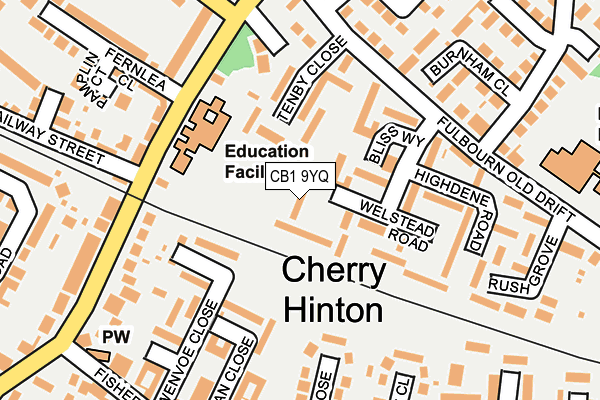 CB1 9YQ map - OS OpenMap – Local (Ordnance Survey)