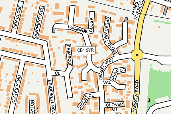 CB1 9YR map - OS OpenMap – Local (Ordnance Survey)