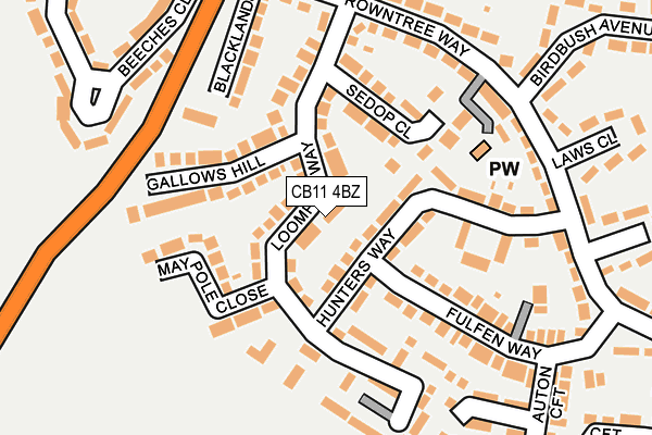 CB11 4BZ map - OS OpenMap – Local (Ordnance Survey)