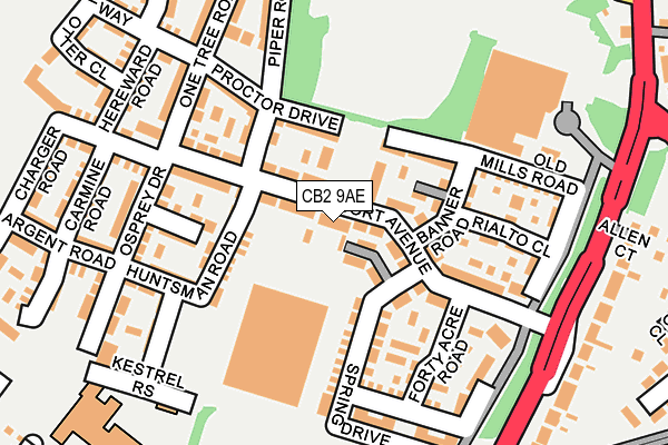 CB2 9AE map - OS OpenMap – Local (Ordnance Survey)