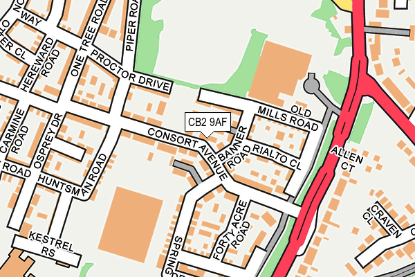 CB2 9AF map - OS OpenMap – Local (Ordnance Survey)