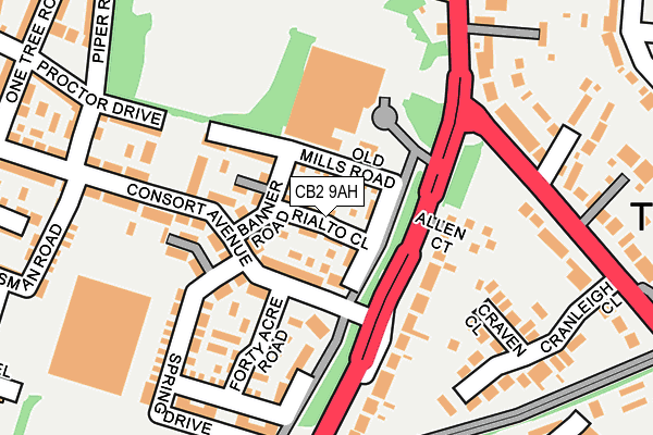 CB2 9AH map - OS OpenMap – Local (Ordnance Survey)