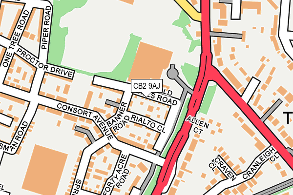 CB2 9AJ map - OS OpenMap – Local (Ordnance Survey)