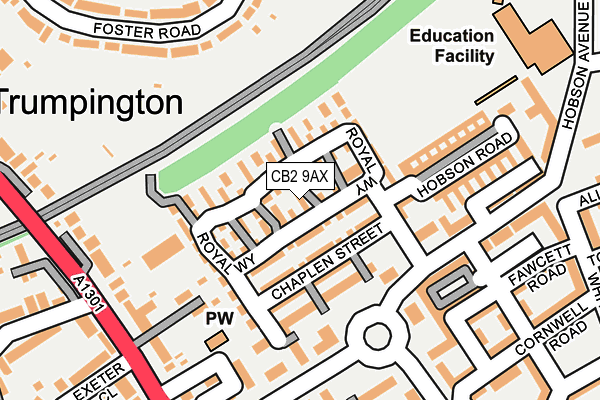 CB2 9AX map - OS OpenMap – Local (Ordnance Survey)