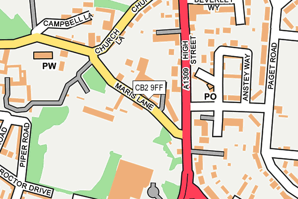 CB2 9FF map - OS OpenMap – Local (Ordnance Survey)
